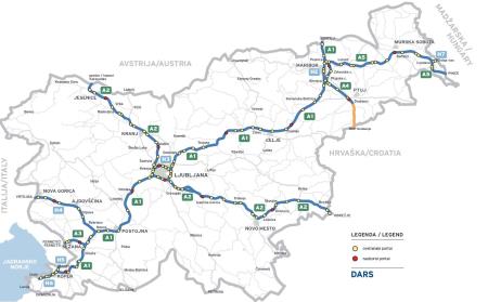 Foto Zemljevid lokacij portalov sistema elektronskega cestninjenja